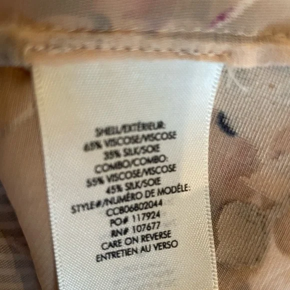 Alice + Olivia Sheer Floral Short-Sleeve Blouse in Beige and Burgundy - Picture 5 of 6